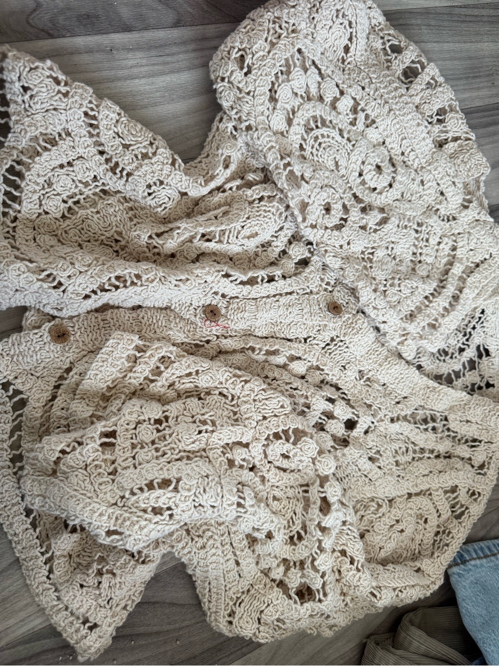 SHEIN Crochet Knit Cardigan in Cream
